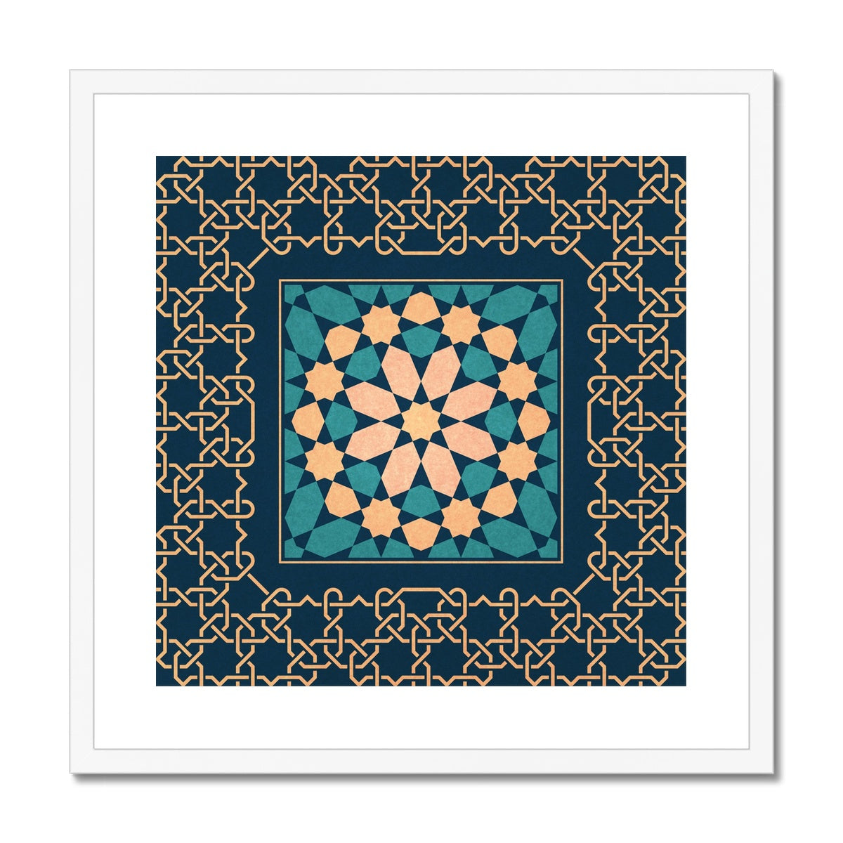 Blue and Gold Classic Zellige Framed Print | Islam Farid
