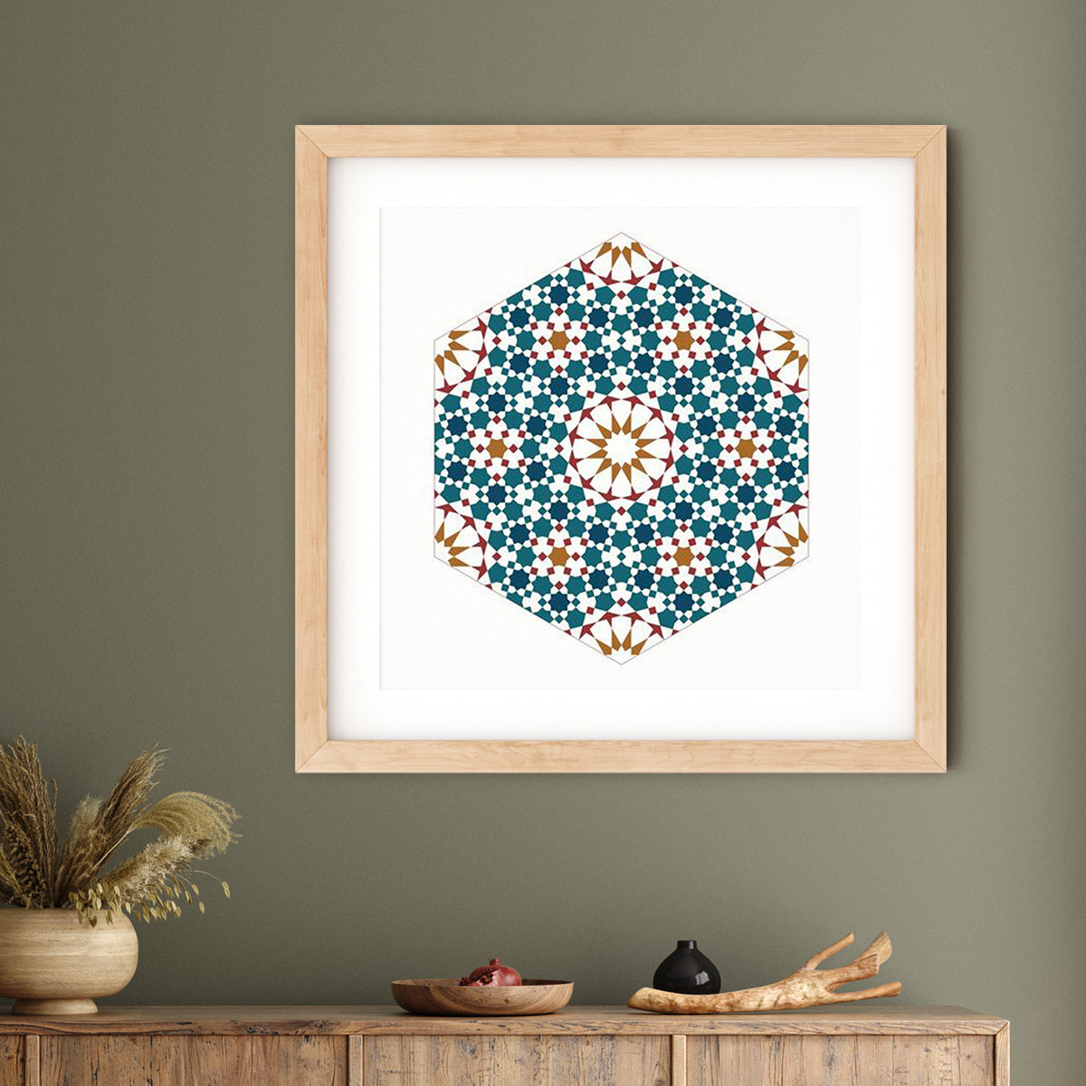 Hexagonal Fractal Framed Print | Islam Farid