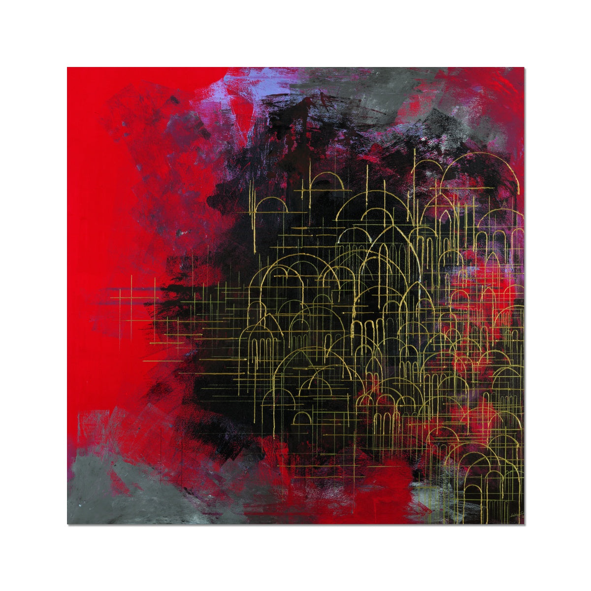 Domes on Red Art Print | Siddiqa Juma