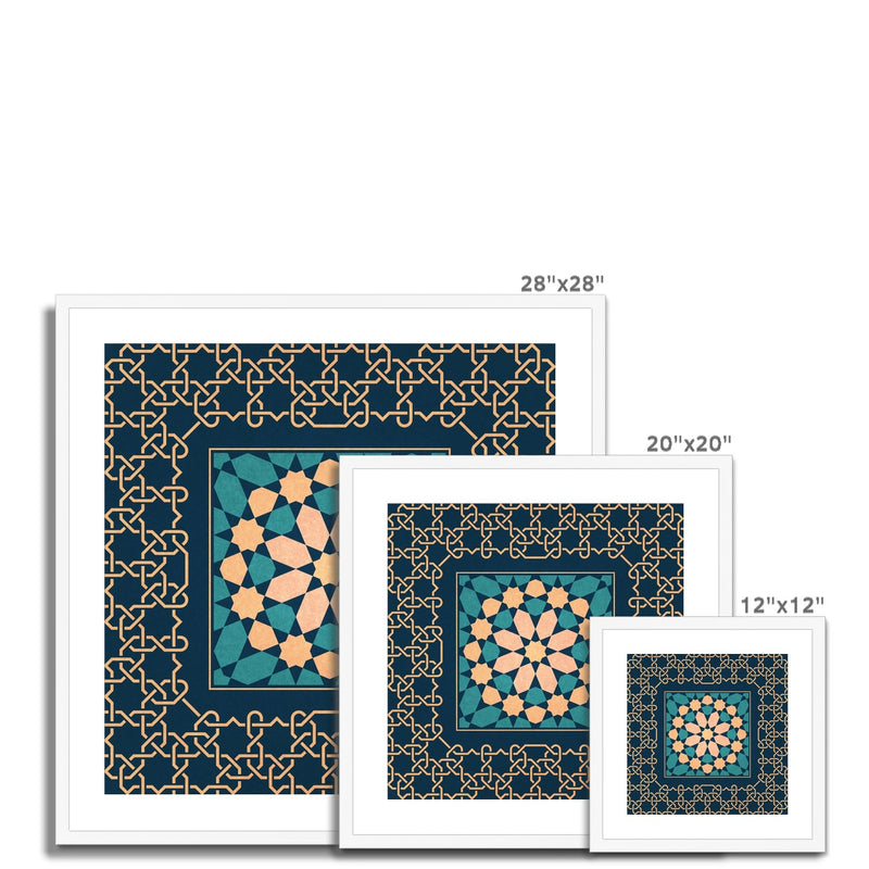 Blue and Gold Classic Zellige Framed Print | Islam Farid