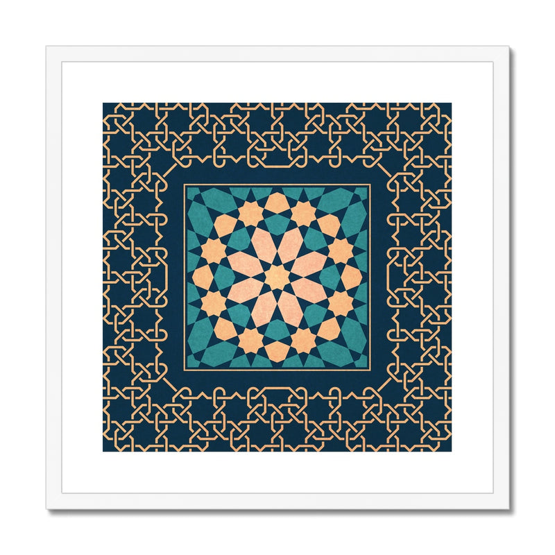 Blue and Gold Classic Zellige Framed Print | Islam Farid