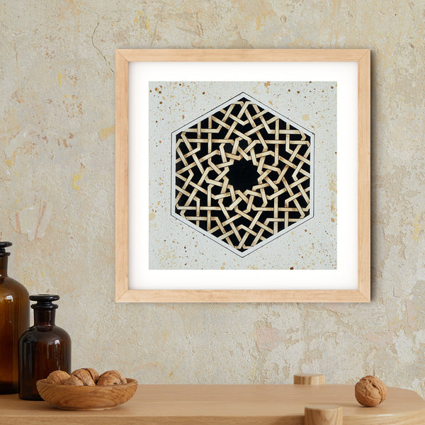 Black Hexagon Framed Print | Marido Coulon