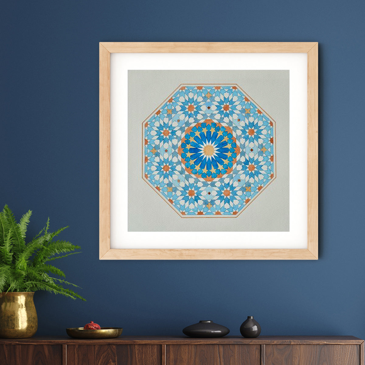 Blue Octagon Framed Print | Marido Coulon