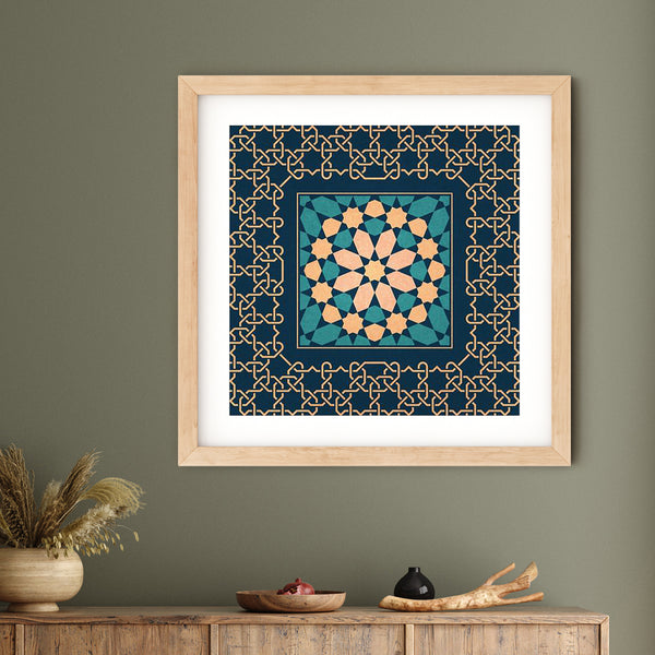 Blue and Gold Classic Zellige Art Print | Islam Farid