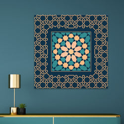 Blue and Gold Classic Zellige Canvas | Islam Farid