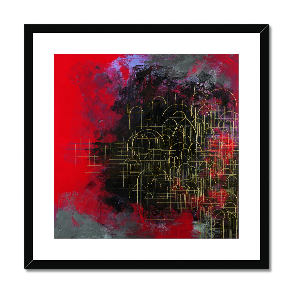 Domes on Red Framed Print | Siddiqa Juma