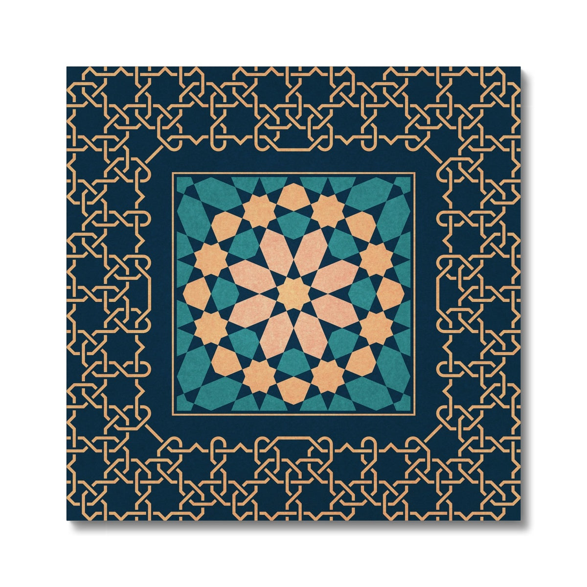 Blue and Gold Classic Zellige Canvas | Islam Farid