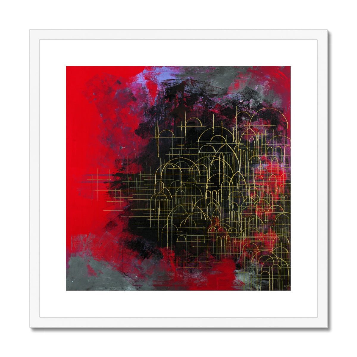 Domes on Red Framed Print | Siddiqa Juma
